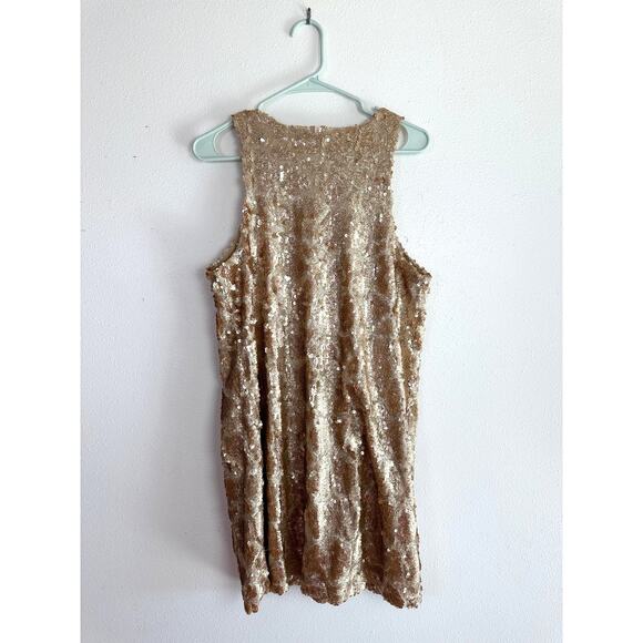 Gianni Bini Gold Sparkle Sequin Shift Dress size Large - Picture 7 of 9
